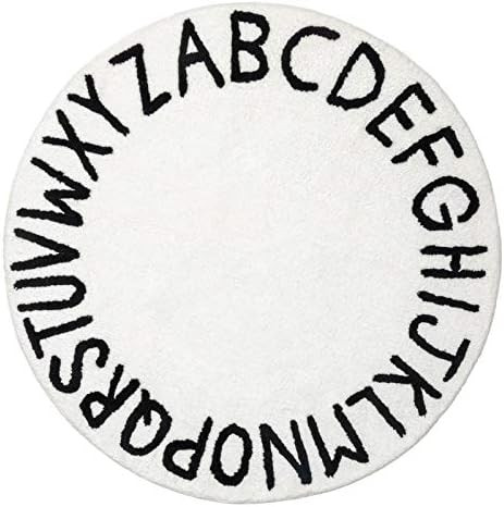 SHACOS Soft Plush Round ABC Rug for Kids Room 4 ft Alphabet Rug Non Slip Nursery Rug Bedroom Playroo | Amazon (US)