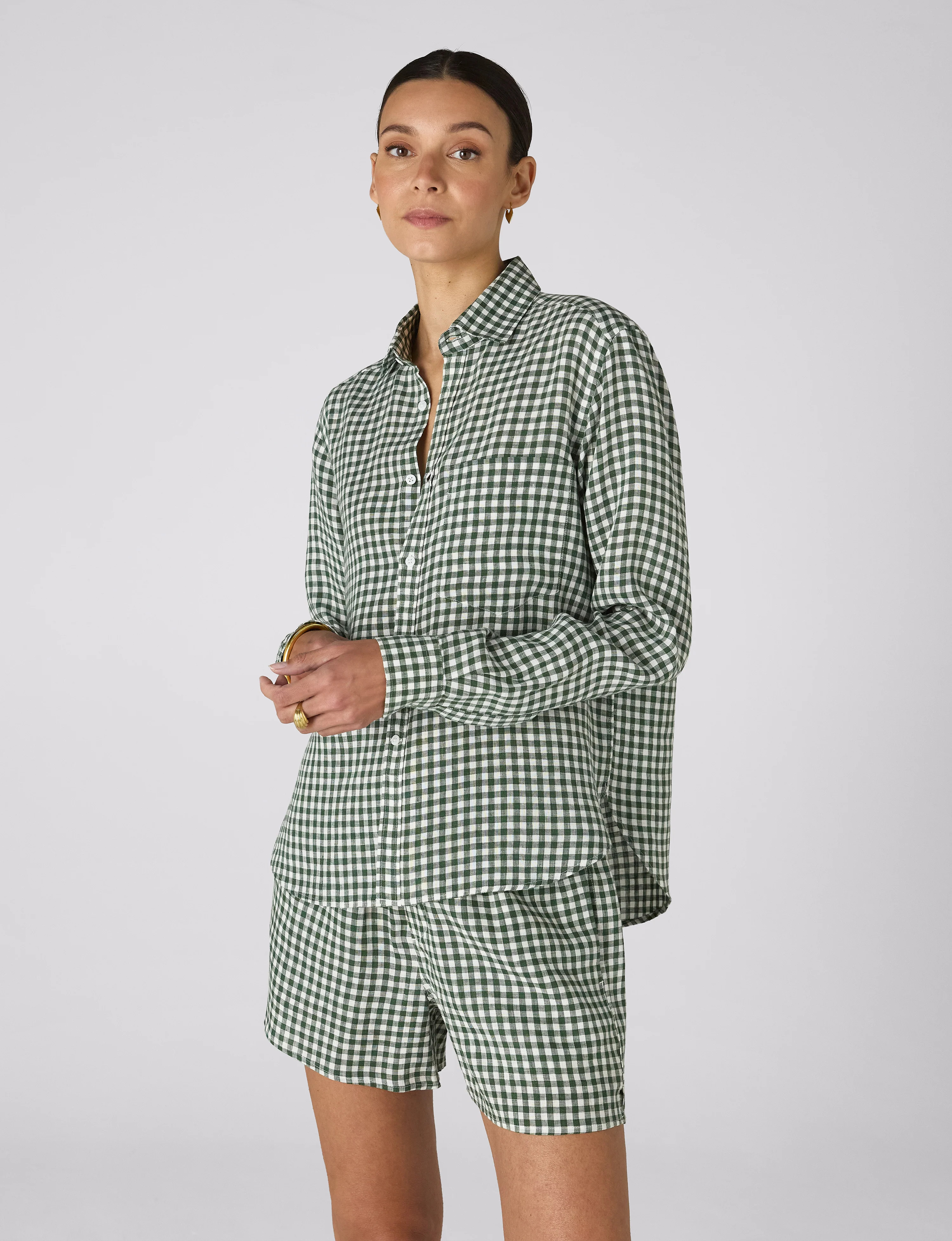 The Boxer: Linen, Green Gingham | With Nothing Underneath