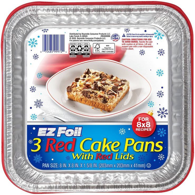 EZ Foil 8x8 Holiday Cake Pan with Lids - Red | Target