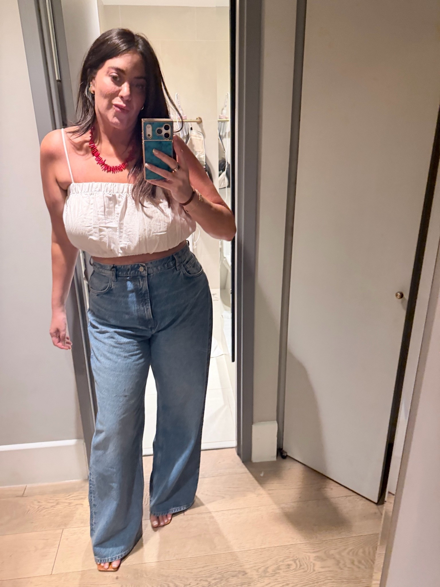 If between sizes, this style of jeans run big. I have both my true size and size down - this is true size and it’s a more true baggy jean. This is the style in the Nordstrom sale shoes- just in a different colorway. 

This top is so perfect and not too short. I got it in multiple colors. I sized up to be extra bubbley. In XXL

also our trip to Roxanne Assoulin is one of the highlights of my NYC shopping trips. This necklace can course an extender and their whole mechanism is genius.

#LTKdayinmylife #LTKMidsize