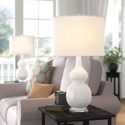 Caidence 26" Ceramic Table Lamps - 2 Pack, Double Gourd Vintage-Style Accent Lights for Bedroom, Living Room, or Office with LED Bulbs | Wayfair North America