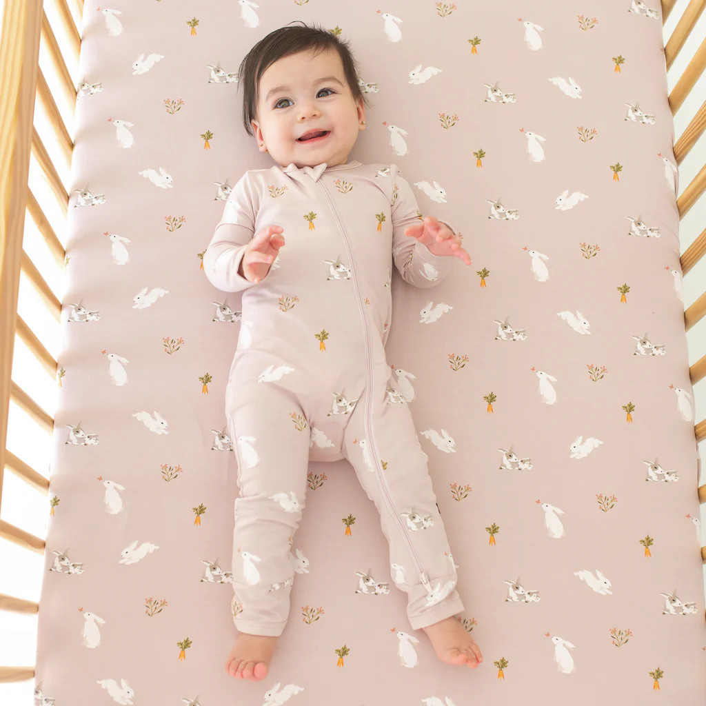 Zippered Romper in Blush Rabbit | Kyte BABY