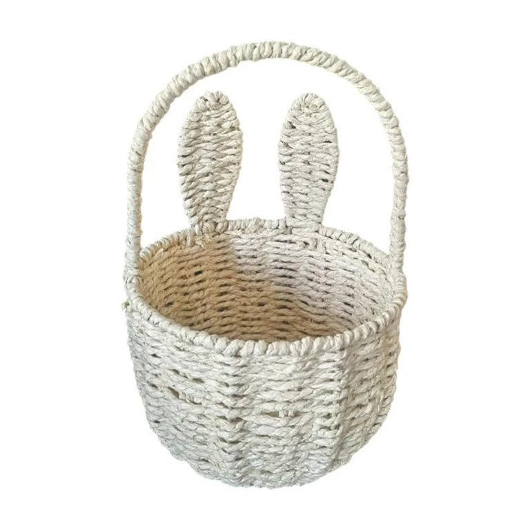flameer Woven Basket Easter Decor with Bunny Ears Picnic Handwoven Container Hand Basket - Walmar... | Walmart (US)