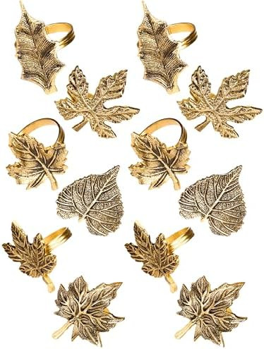 Gold Leaf Napkin Rings, Set of 12 | Amazon (US)