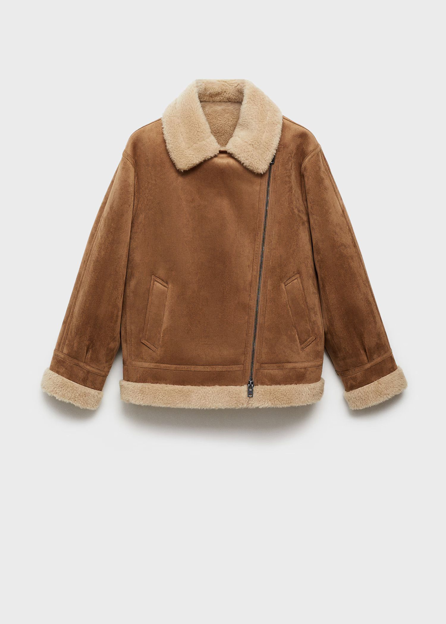 Jacket with shearling-effect lining - Women | MANGO USA | Mango (US/MX/AU)