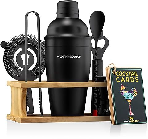 Mixology Bartender Kit with Stand | Black Bar Set Cocktail Shaker Set for Drink Mixing - Bar Tool... | Amazon (US)