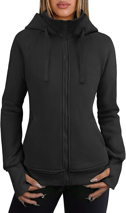 ANRABESS Womens Zip Up Hoodies Fleece Jackets Long Sleeve Sweatshirts Pockets Casual Fall Fashion... | Amazon (US)