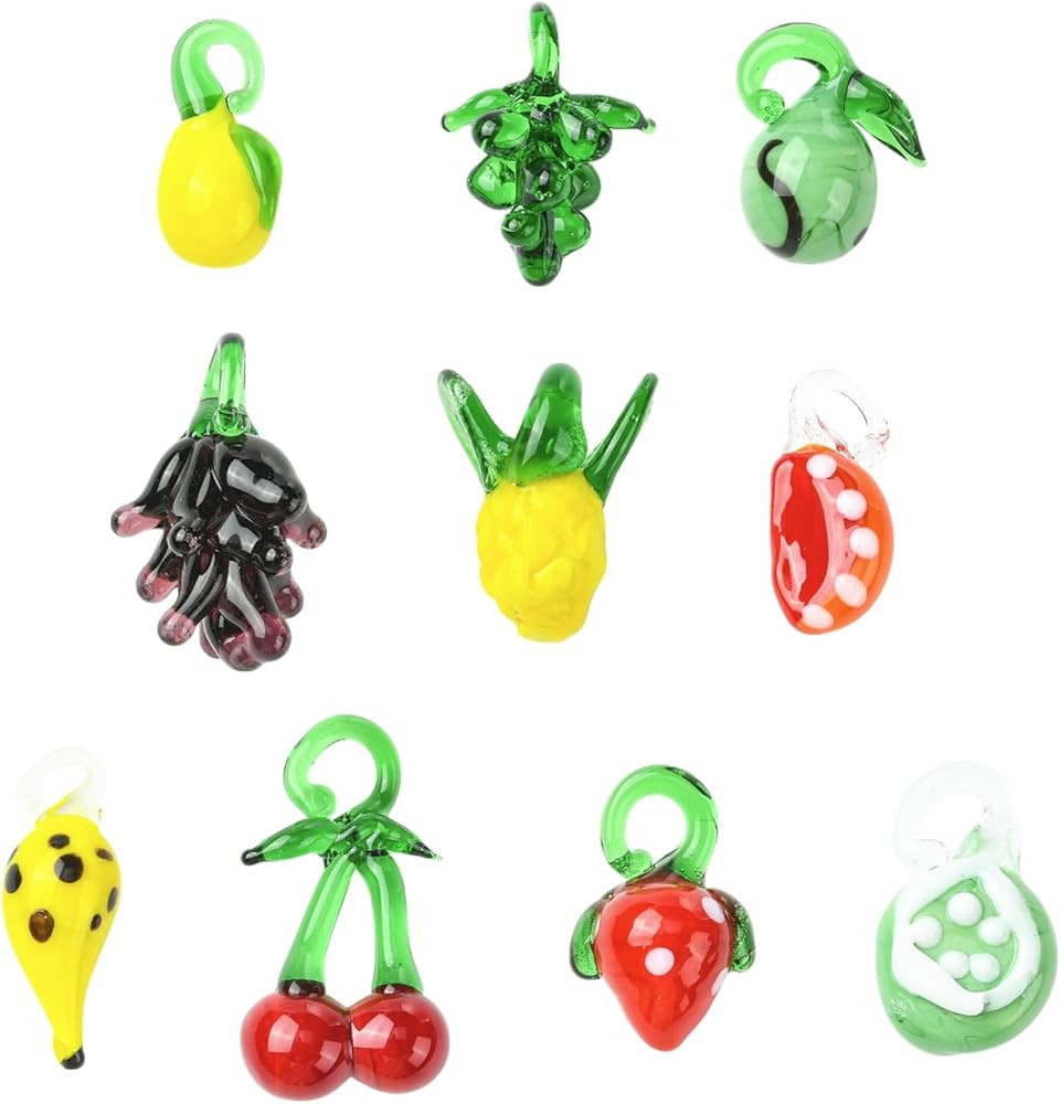 DanLingJewelry 10Pcs Mixed Styles Handmade Mini Fruit Vegetable Lampwork Glass Beads Charms Penda... | Amazon (CA)