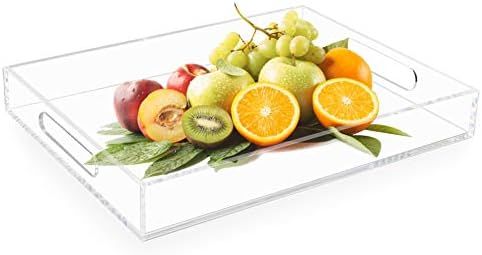 Tasybox Clear Serving Tray, Acrylic Decorative Serving Trays with Handles for Kitchen Dining Room... | Amazon (US)