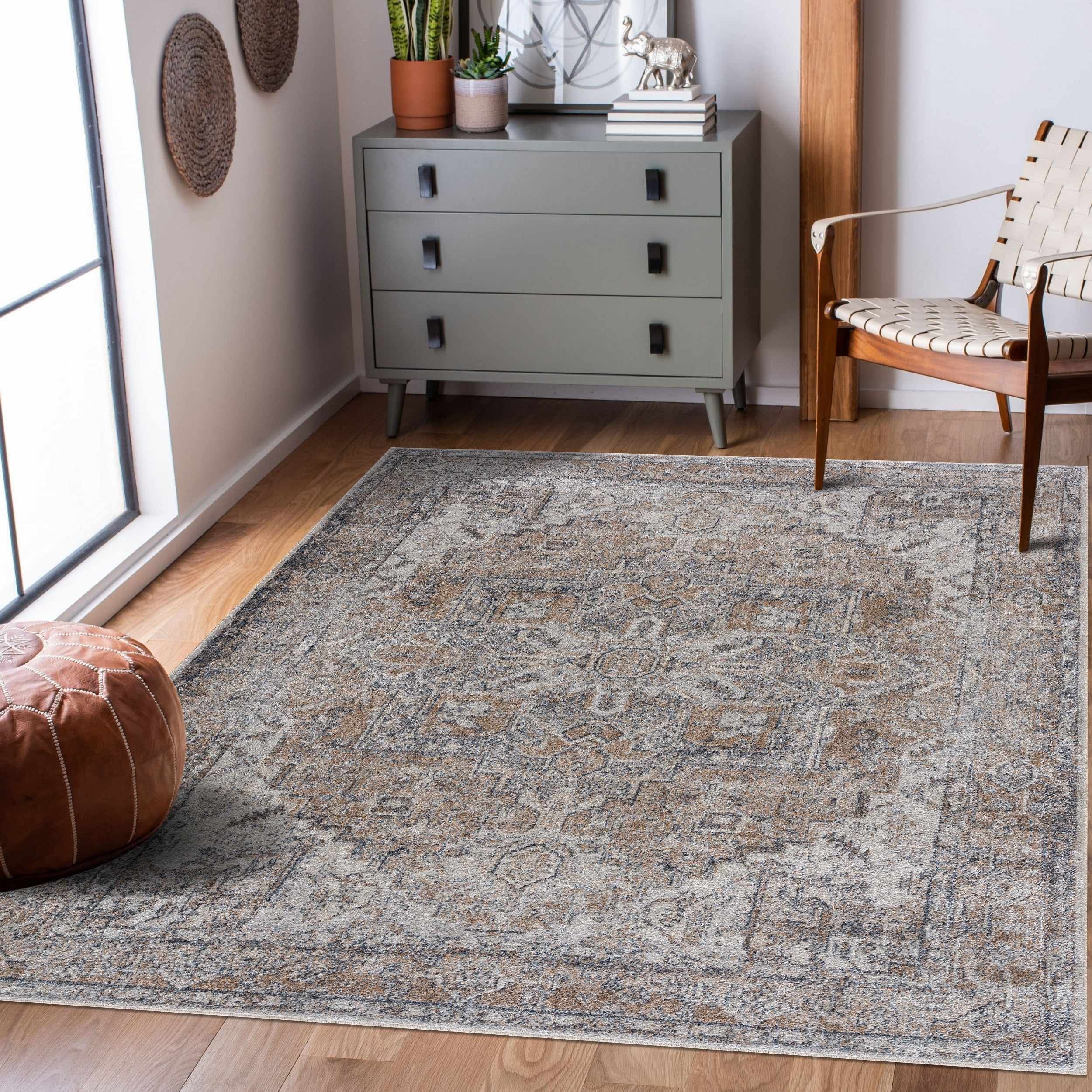 Blue Brown Hera Washable Area Rug | Boutique Rugs