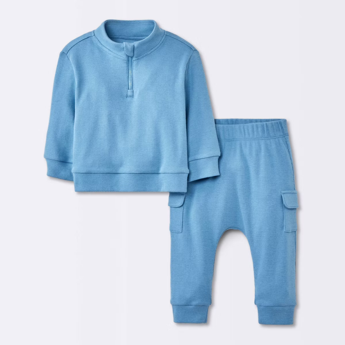Baby Boys' 2pc Cozy Quarter Zip Top & Bottom Set - Cloud Island™ Blue | Target