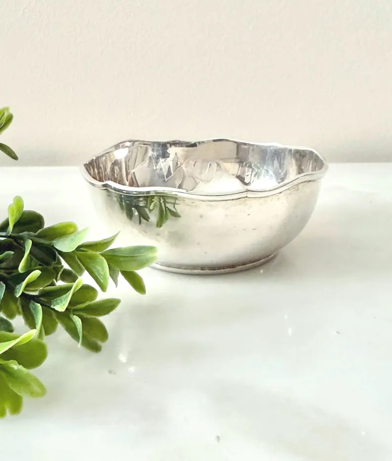 Vintage Silver Plate Mini Serving Bowl - Scalloped Edge Trinket Dish - Etsy | Etsy (US)