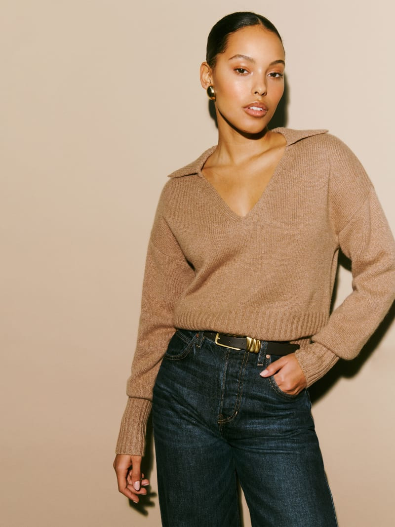 Beckie Cashmere Collared Sweater | Reformation (Global)