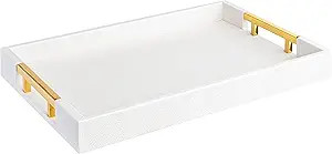 Home Redefined Modern Elegant 18"x12" Rectangle White Glossy Shagreen Decorative Ottoman Coffee T... | Amazon (US)