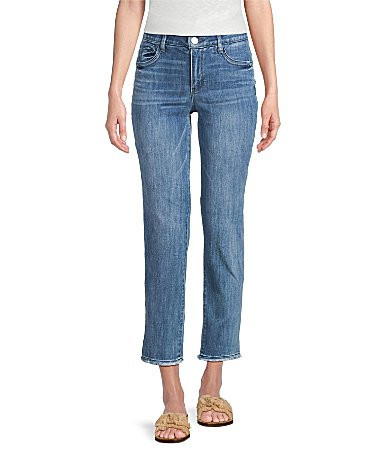 Democracy Absolution� Embroidered Pocket Frayed Hem Straight Slim Leg Ankle Jeans - 14 | Dillard's
