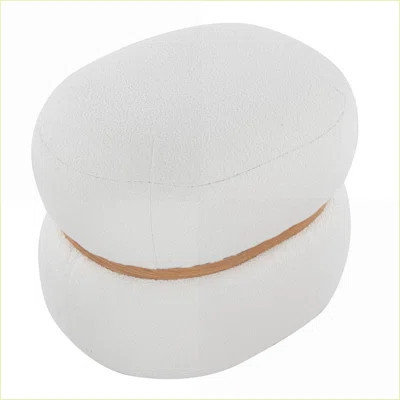Ottoman Contemporary Bouclé Pouf for Living Room Bedroom Office | Cream Fabric | Natural Wood | Wayfair North America