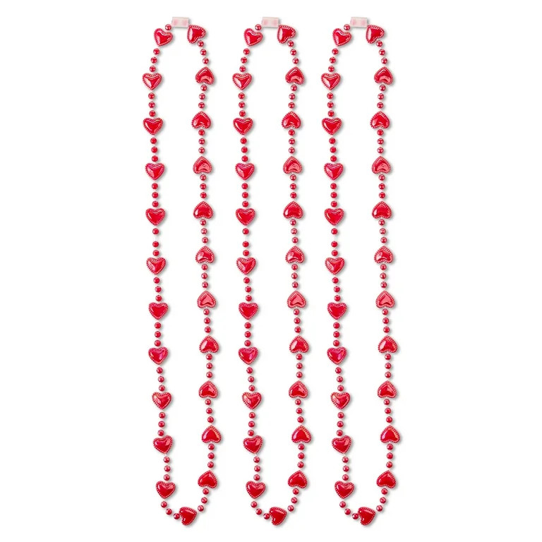 Mini Heart Necklaces, Red, 3 Count, Valentine's Day by Way To Celebrate | Walmart (US)