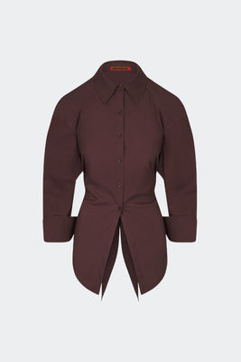 Loch Poplin Button Up In Choco Brown | Simon Miller