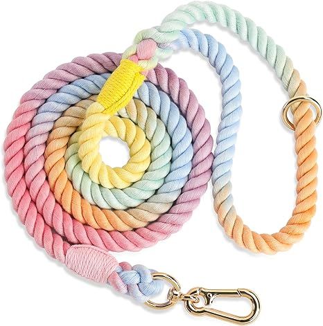 NUGUTIC 4/5 FT Dog Leash Handmade Braided Cotton Rope Comfortable Dog Leash for Small Medium and ... | Amazon (US)
