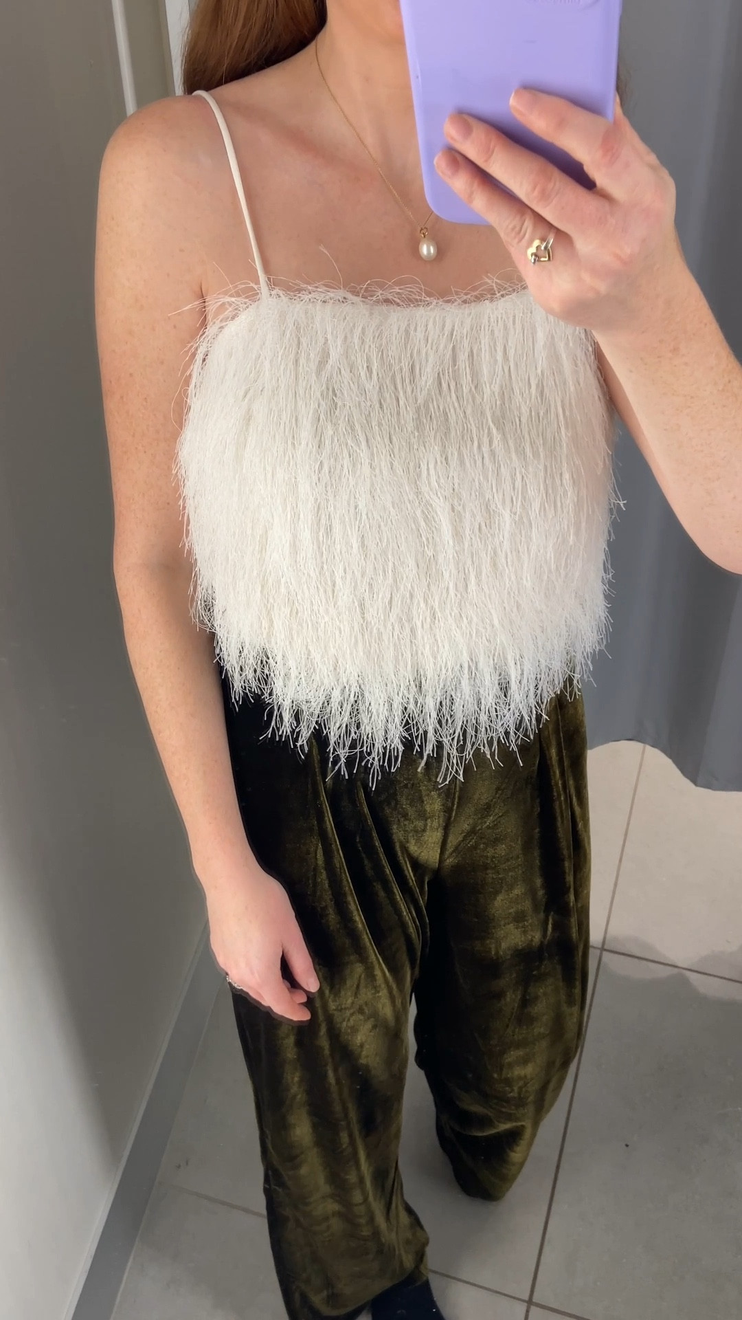 New in H&M party look 🫒🍸 This fluffy cami top and velvet wide-leg trousers make the perfect Christmas cocktails outfit. I’m wearing a size small in both pieces and am also sharing the top tucked in and loose. Such a gorgeous option for holiday nights out, festive events and Christmas party outfits

#LTKpartywear #LTKuk #LTKfestive