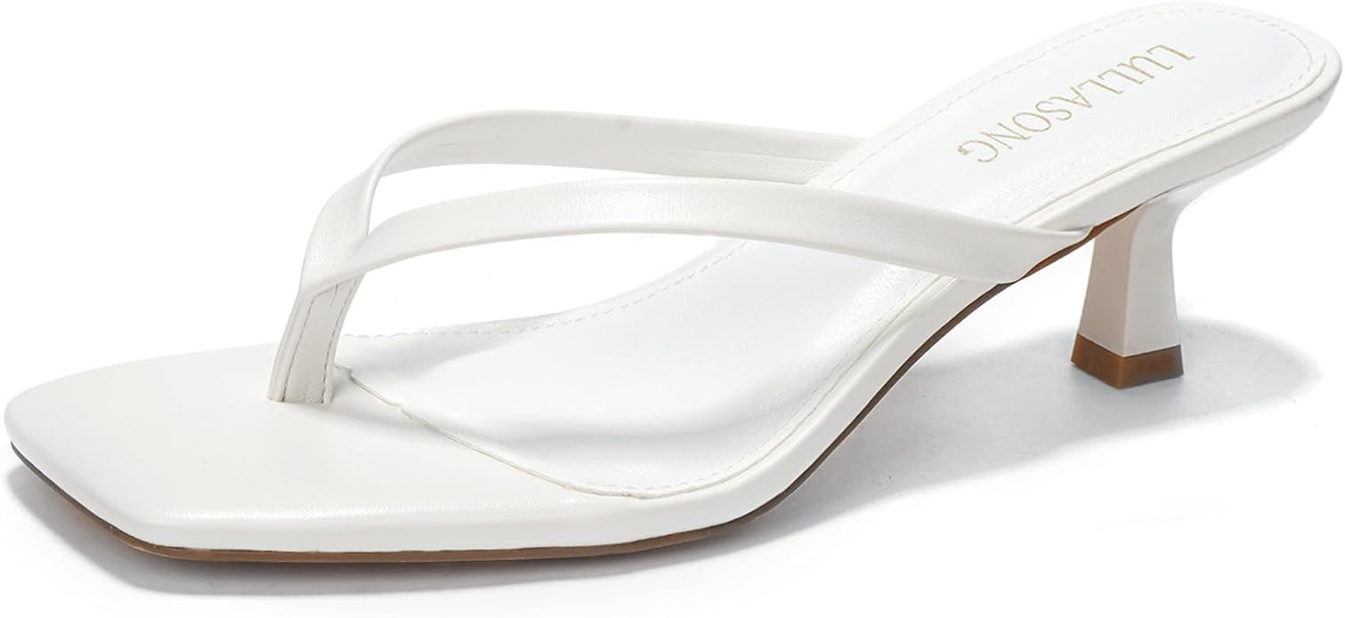 Women's Kitten Heels Sandals Square Open Toe Flip Flop Heels 1.8-2 Inch Heeled Sandals for Women | Amazon (US)