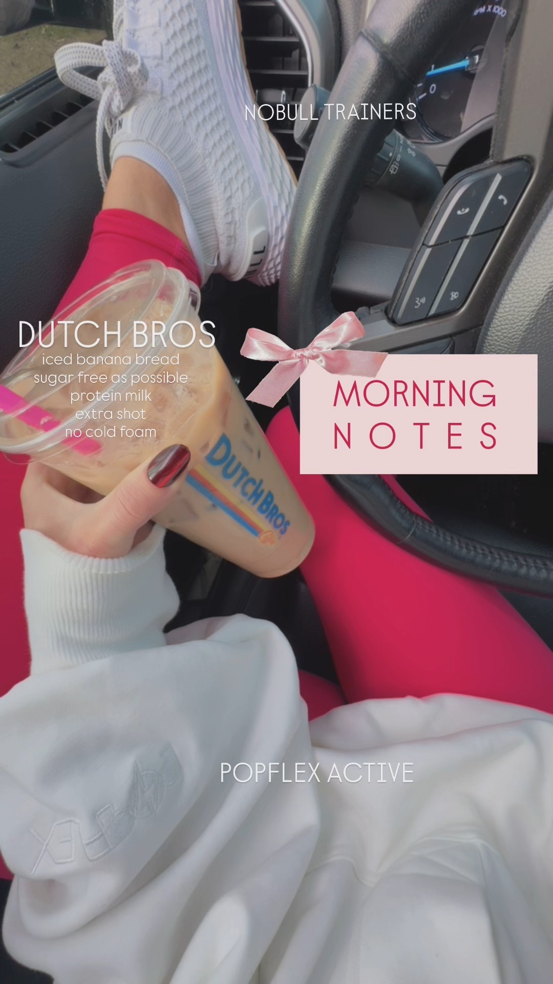Morning notes; Dutch Bros coffee as a treat for getting the kids to school on times lol my new popflex active pullover that I WISH YOU COULD FEEL through the phone!!! && my NOBULL trainers to comfortably help me burn some calories this morning! 

#LTKmomlife #LTKdayinmylife #LTKfitnessgoals
