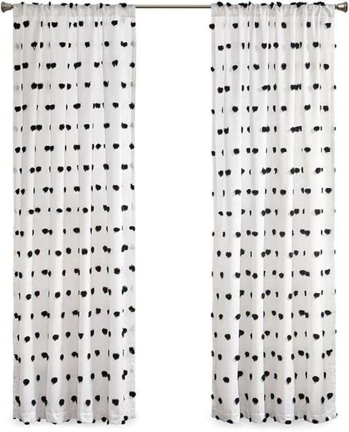 Intelligent Design Sophie Single Window Curtain Panel Clipped Pompom Embelished Privacy Drape wit... | Amazon (US)