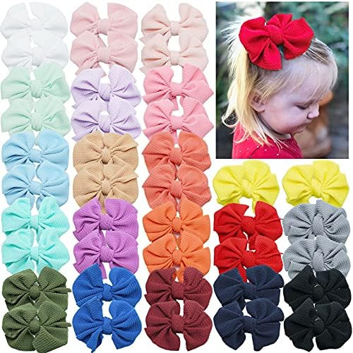 DeD 40 Pieces 4" Baby Girls Hair Bows With Alligator Clips Twill Fabric Bows Hair Barrettes for G... | Amazon (US)