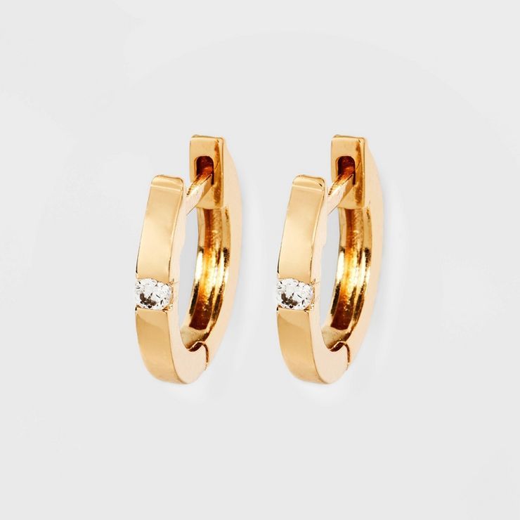 14K Gold Plated Cubic Zirconia Endless Hoop Earrings - A New Day™ Gold | Target