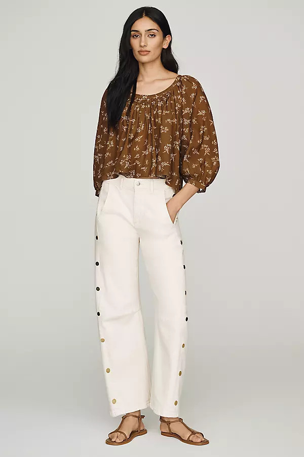 Frankie Studded High Rise Barrel Jeans | Anthropologie (US)