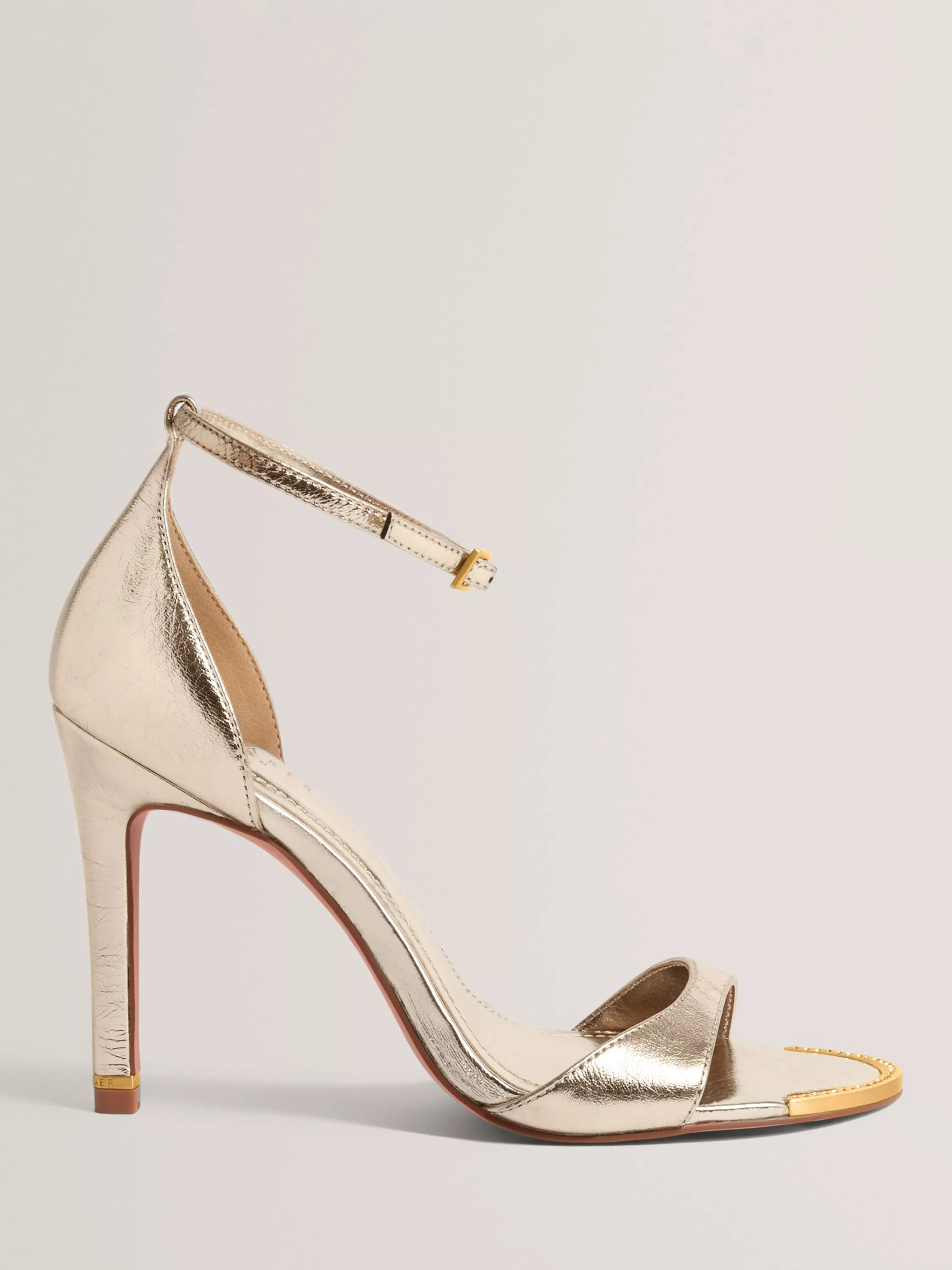 Ted Baker Helliy Metallic Finish Leather Stiletto Heels, Gold | John Lewis (UK)