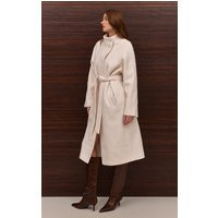Cream High Neck Tie Waist Wool Look Maxi Coat | PrettyLittleThing UK