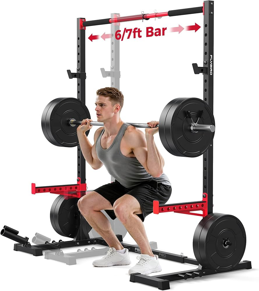 FLYBIRD SR1 Squat Rack, Adjustable Power Rack for 6FT/7FT Barbells | Amazon (US)