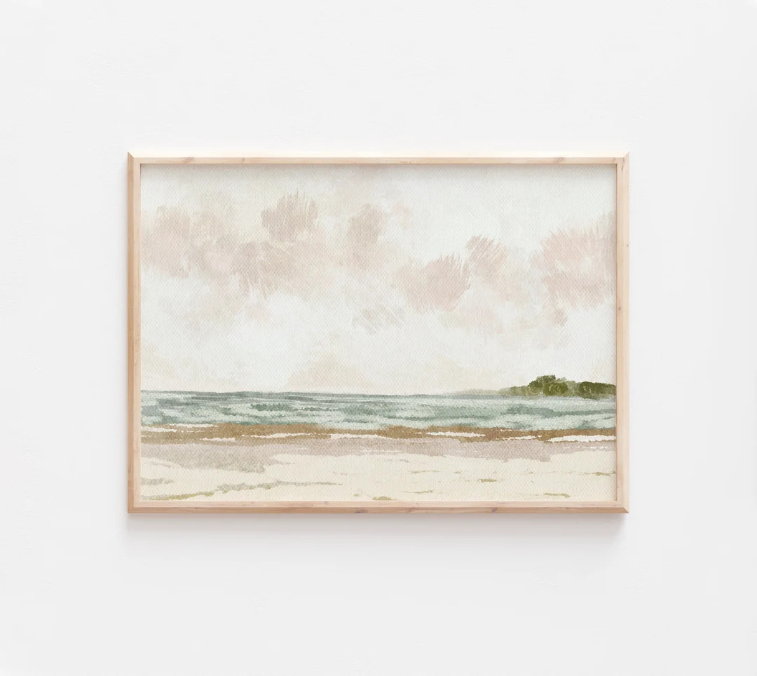 Ocean Print, Beach Print, Neutral Landscape Print, Printable Wall Art, Coastal Print, Lake Art, S... | Etsy (US)