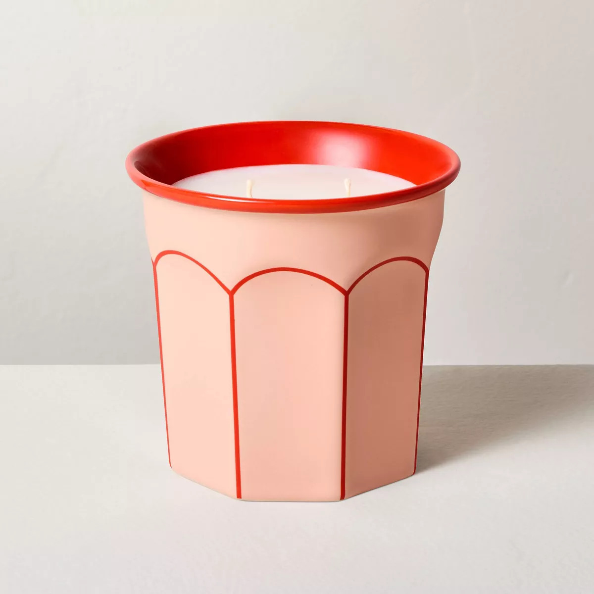 Arch Embossed Ceramic Jar Candle Coral 12oz - Hearth & Hand™ with Magnolia | Target