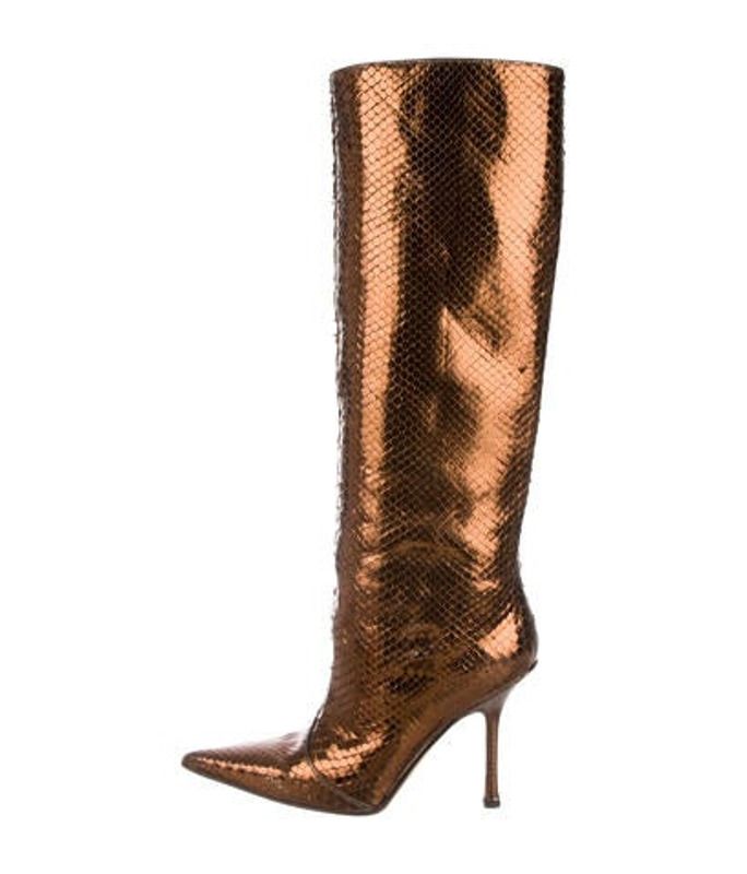 Jimmy Choo Snakeskin Knee-High Boots Metallic Jimmy Choo Snakeskin Knee-High Boots | The RealReal