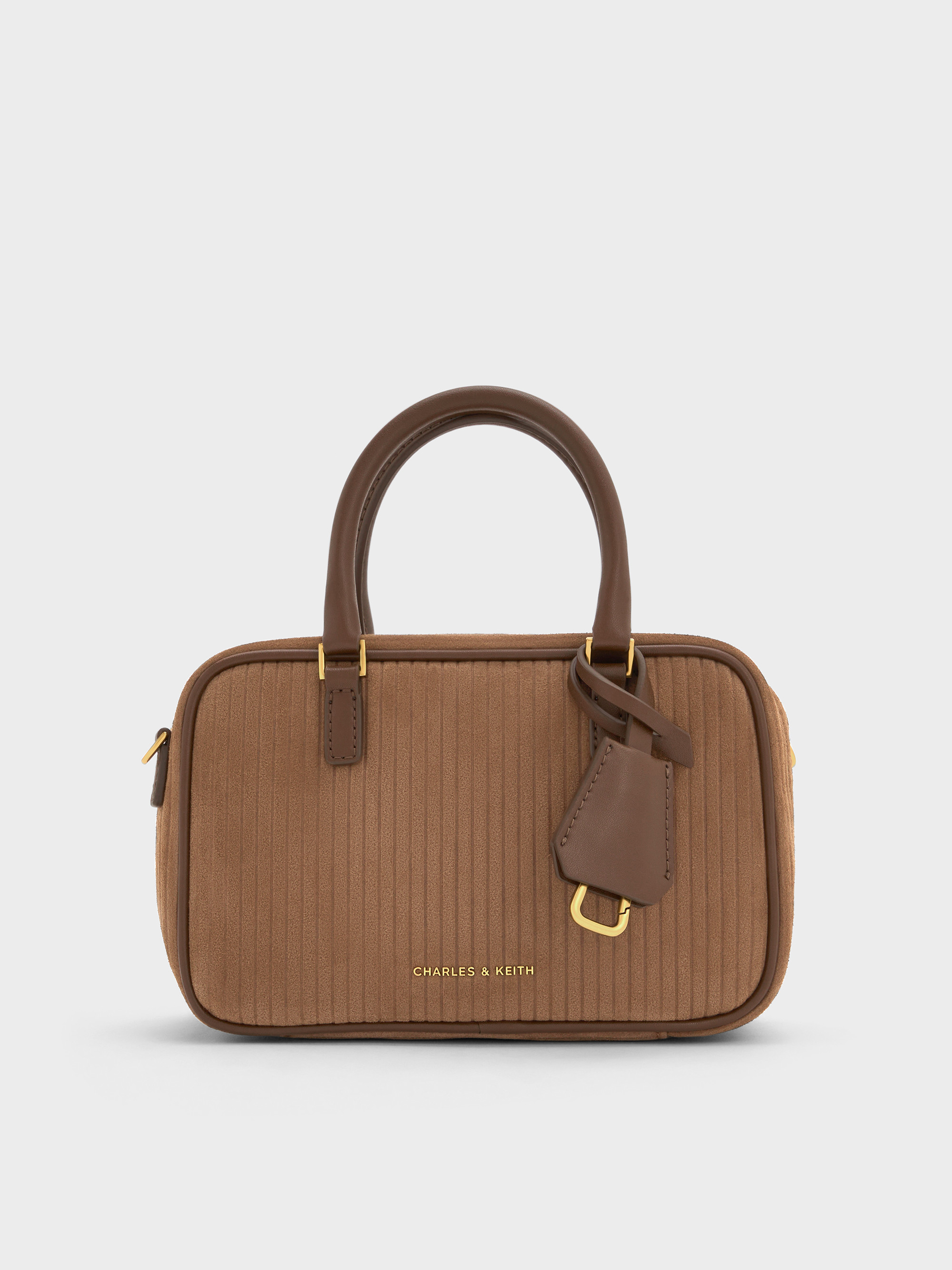 Mini Sianna Corduroy Bowling Bag
    
         - Mocha Brown | Charles & Keith UK
