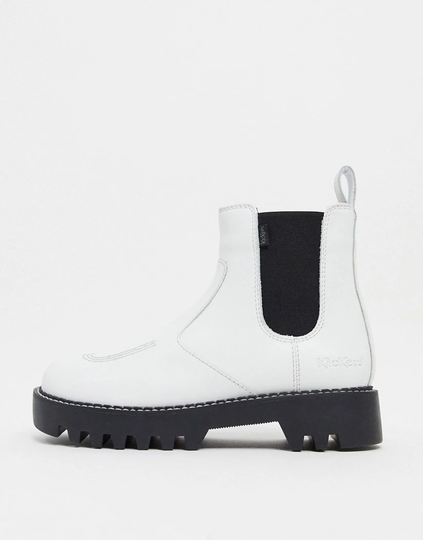 Kickers Kizziie chunky chelsea boots in white | ASOS (Global)