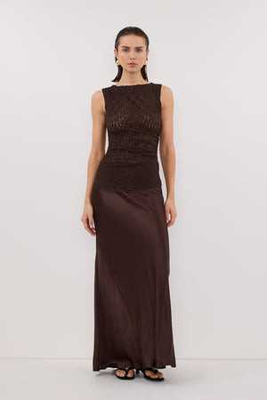 LIZZIE DARK CHOCOLATE SLEEVELESS LACE TOP | DISSH