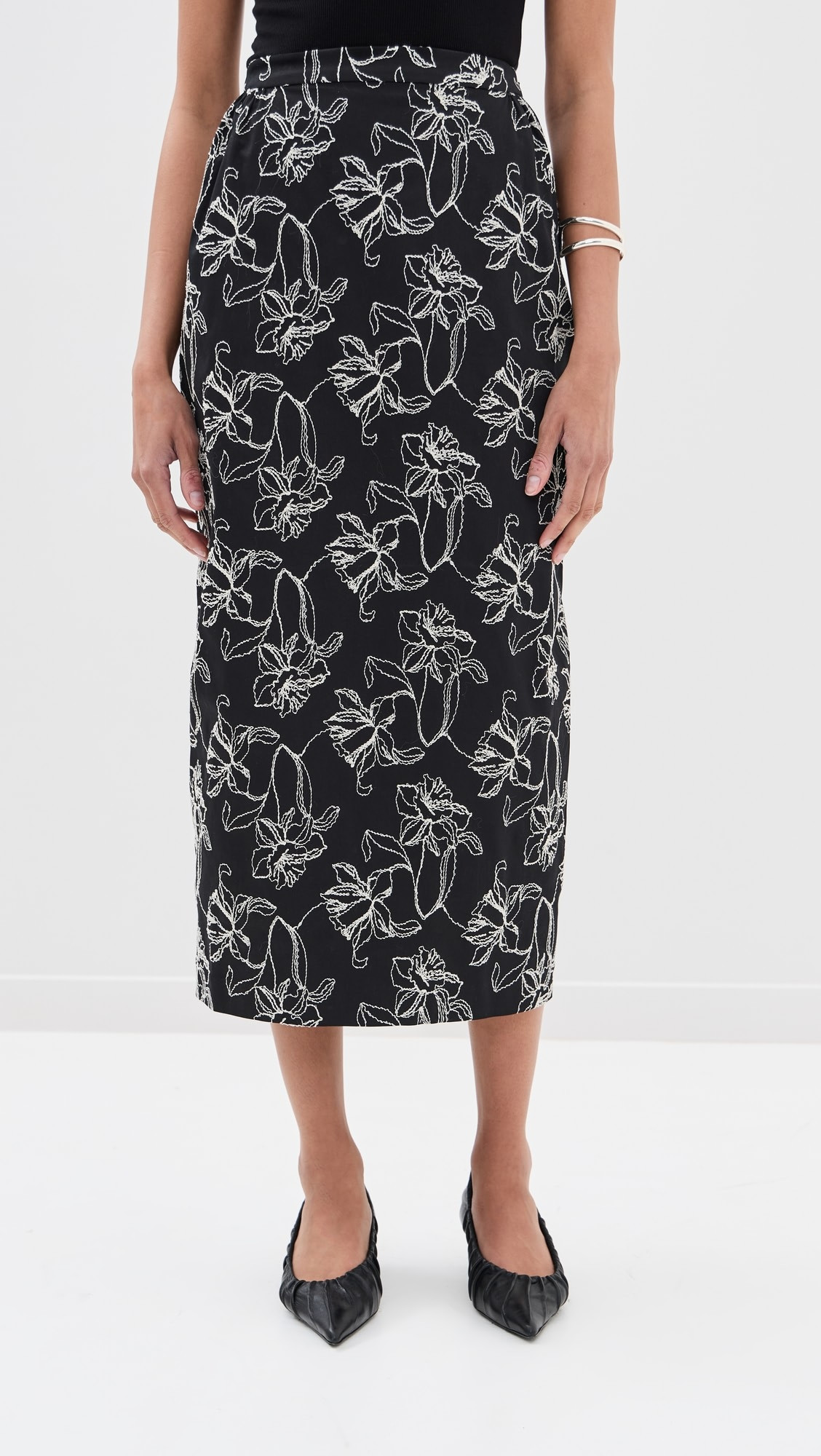 Toshiko Skirt Black Cotton Embroidery | Shopbop