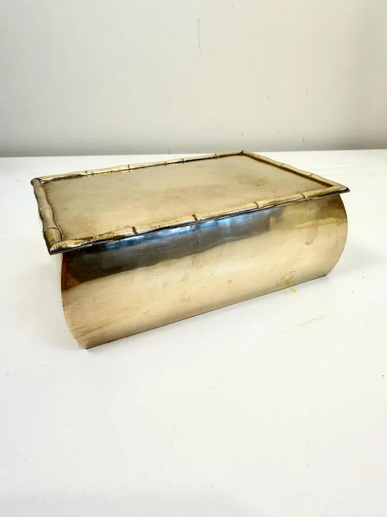 Vintage Brass Box with Bamboo Detail | Etsy (Global)