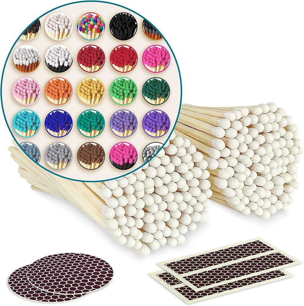 4" Matches + Striker Stickers Included | 200 Matchsticks in Colors of Your Choice | Stylish & Mod... | Amazon (US)
