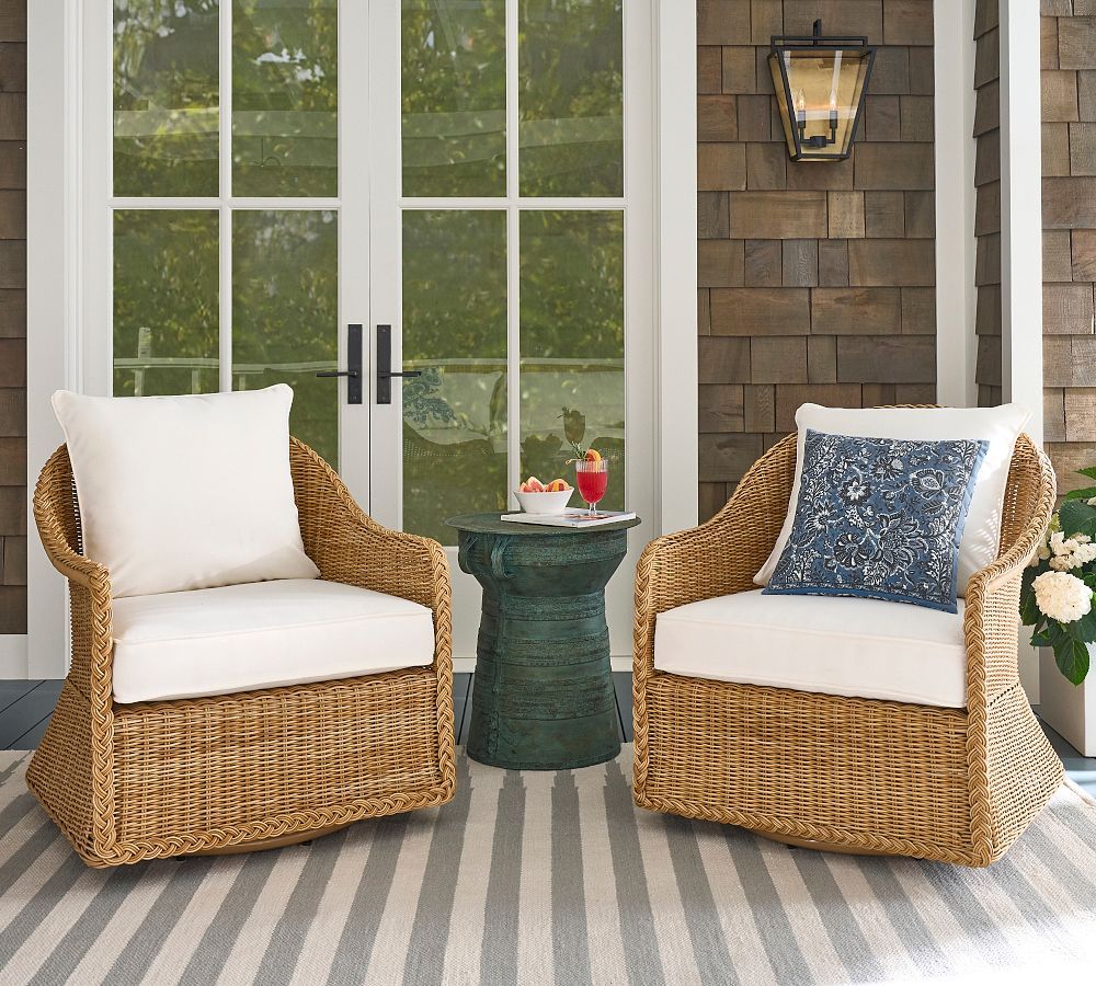 Westport Wicker Swivel Outdoor Lounge Chair, Set of 2 | Pottery Barn (US)