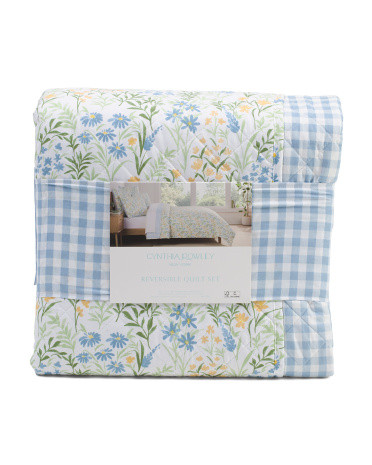 Floral Quilt Set With Polka Dot Reverse | Bed & Bath | Marshalls | Marshalls