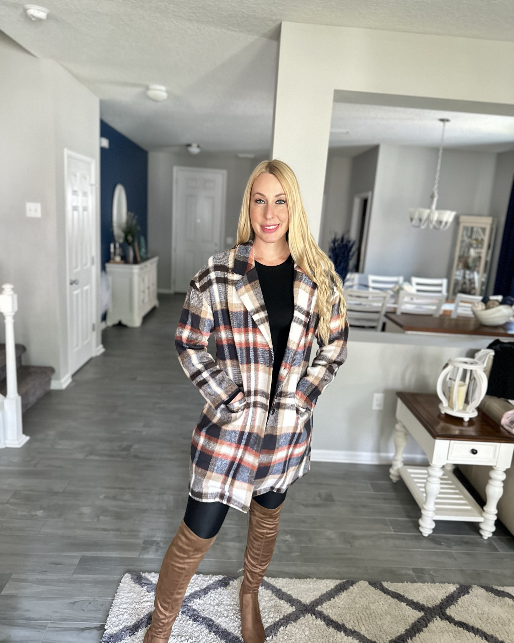 Long shacket paired with over the knee boots 👢 
🖤 the perfect combo 
🖤 wearing size small in the jacket and it fits true to size 

#LTKFindsUnder100 #LTKFindsUnder50 #LTKStyleTip