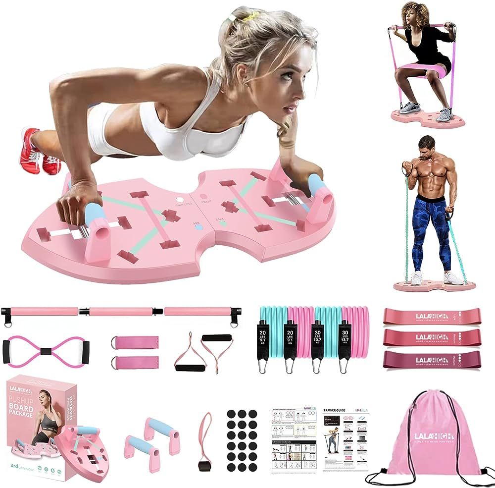 LALAHIGH Push Up Board, Portable Home Workout Equipment for Women & Men, 30 in 1 Home Gym System ... | Amazon (US)