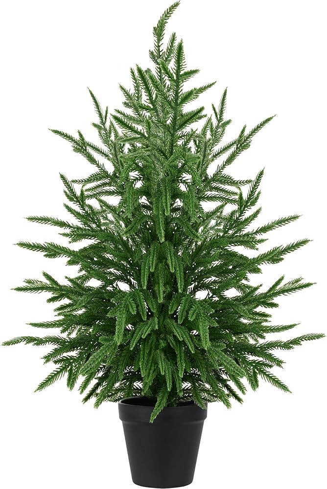 Christmas Norfolk Pine Tree Artificial Greenery Norfolk Pine Tree with Pot Green Faux Christmas T... | Amazon (US)
