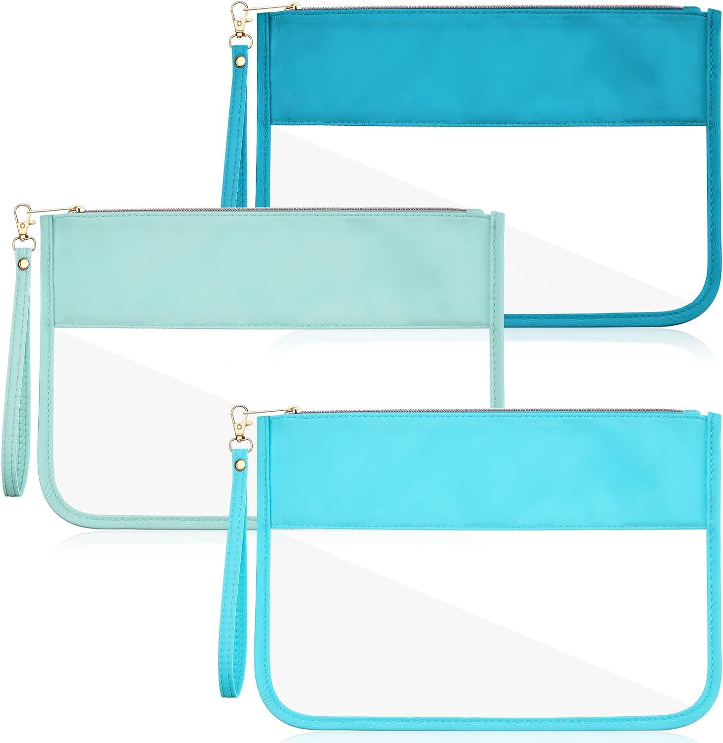 Sanwuta 3 Pcs Preppy Makeup Bag Clear Zipper Pouches for Travel Clear PVC Flat Pouch Nylon Clear ... | Amazon (US)