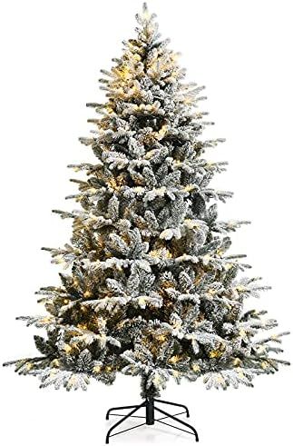 Amazon.com: Goplus 7ft Pre-lit Snow Flocked Christmas Tree, Premium Hinged Artificial Pine Tree w... | Amazon (US)