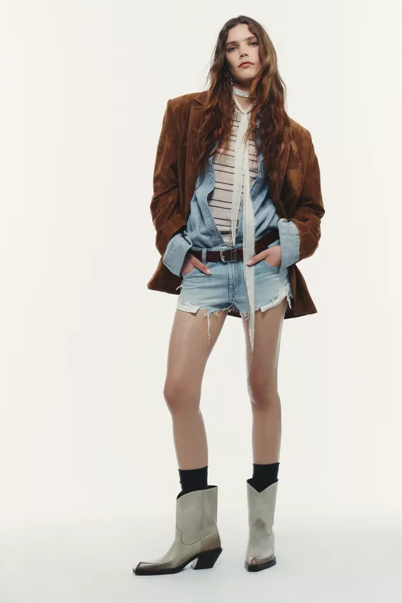 LEATHER COWBOY ANKLE BOOTS | Zara US